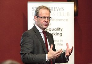 William Dowson, Bank of England Agent for Scotland, shared the Bank of England views on the current economic climate, interest rates and the business environment, as well as explaining his role and talking questions at the event held by St Andrews Business Club at The Old Course Hotel.